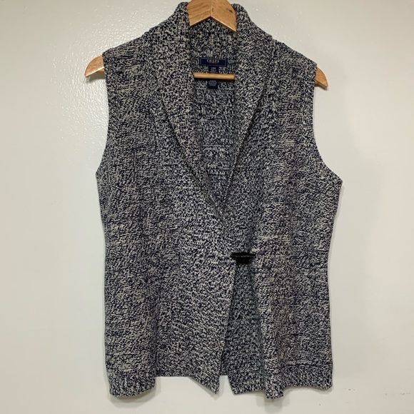 Chaps Navy/White Cardigan Knitted Sweater Vest Size L - Picture 1 of 5